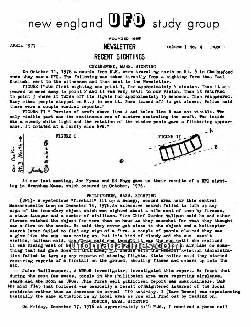 Cover of new england UFO study group issue Volume I No. 4: new england UFO study group NEWSLETTER