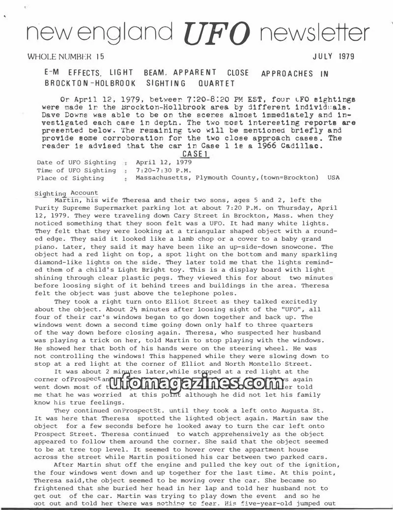 Cover of New England UFO Newsletter issue 15: new england UFO newsletter