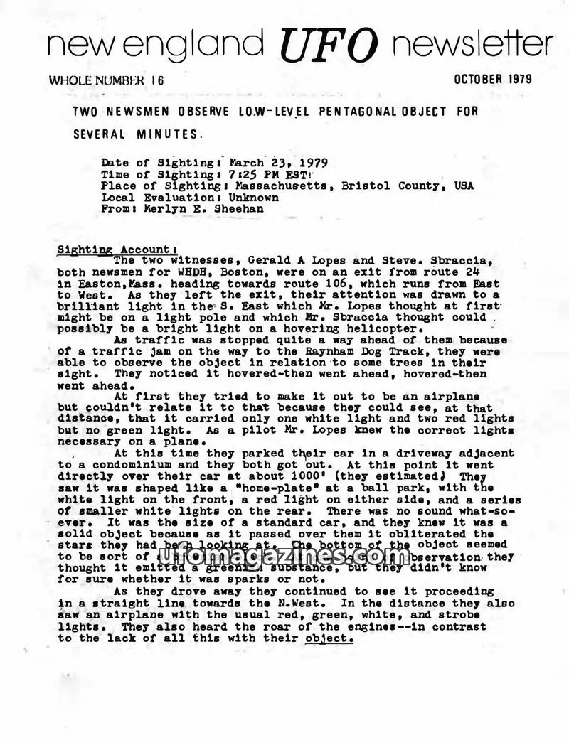 Cover of New England UFO Newsletter issue 16: new england UFO newsletter