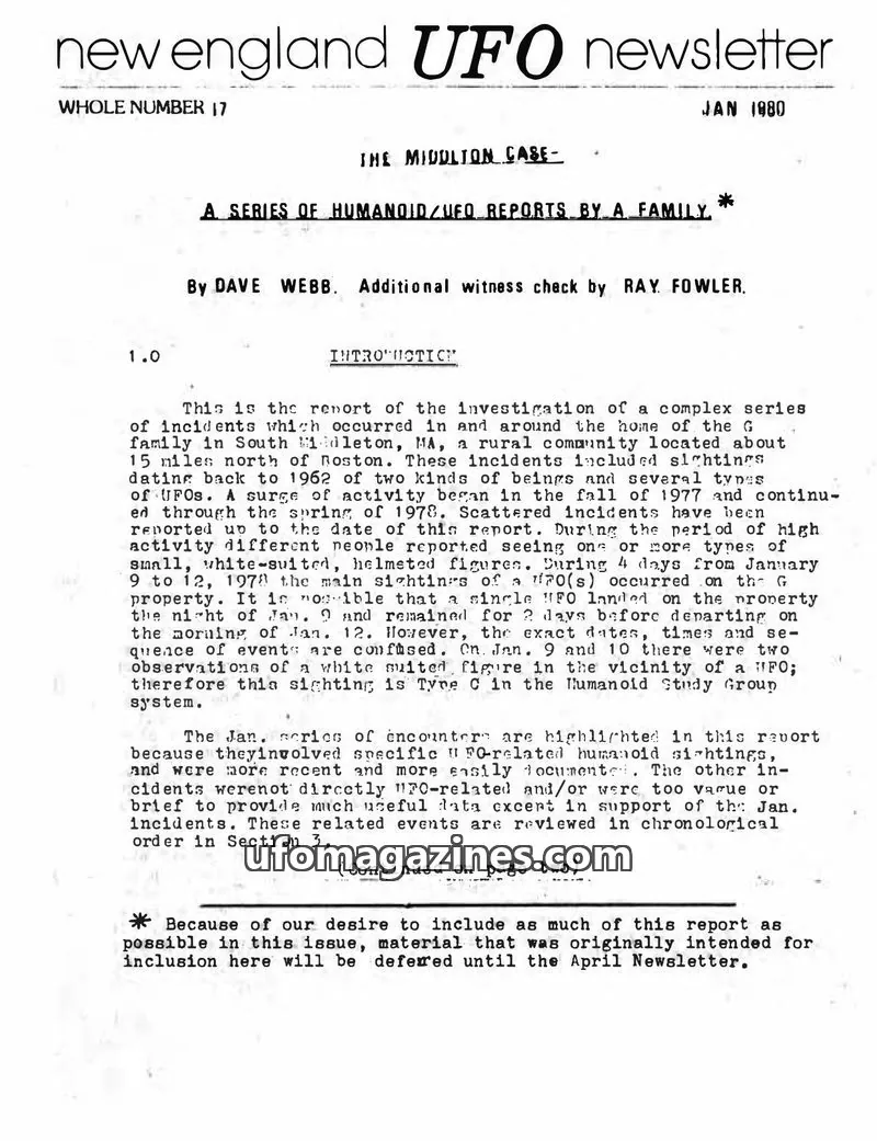 Cover of New England UFO Newsletter issue 17: new england UFO newsletter