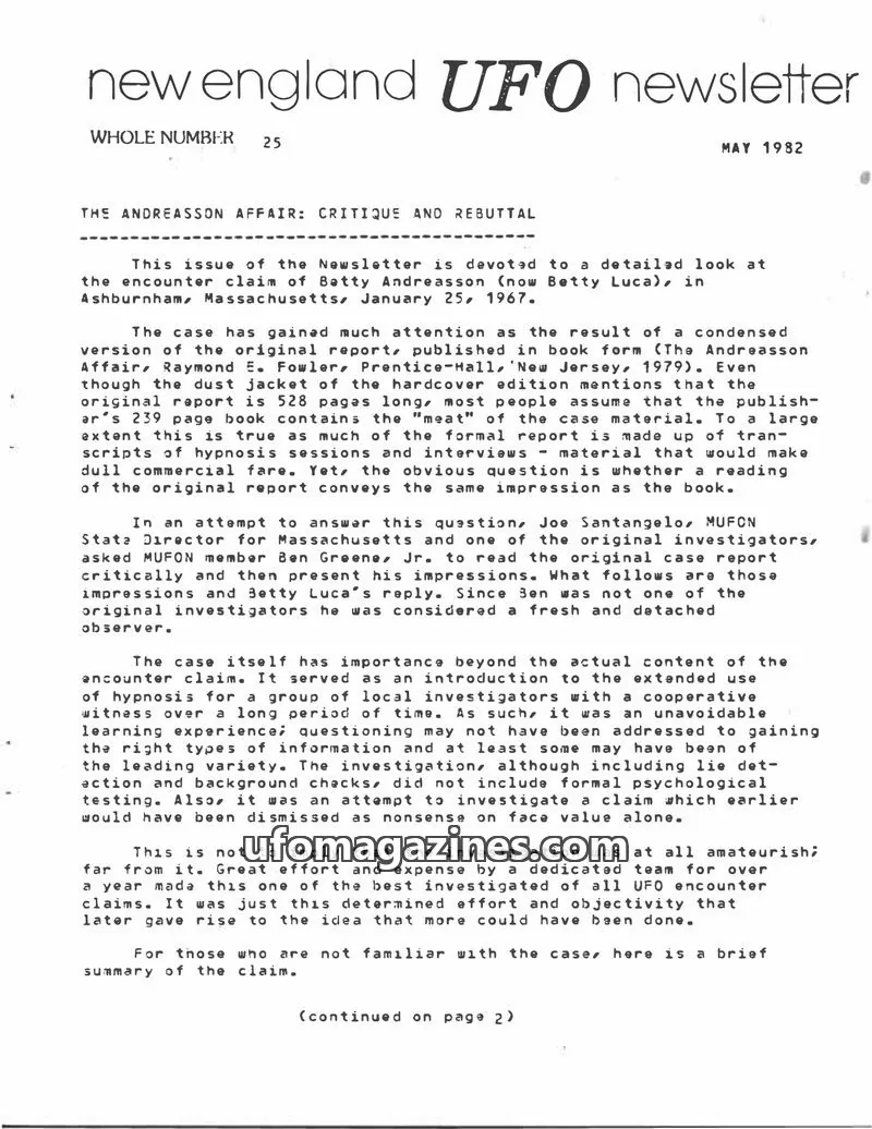 Cover of New England UFO Newsletter issue 25: new england UFO newsletter