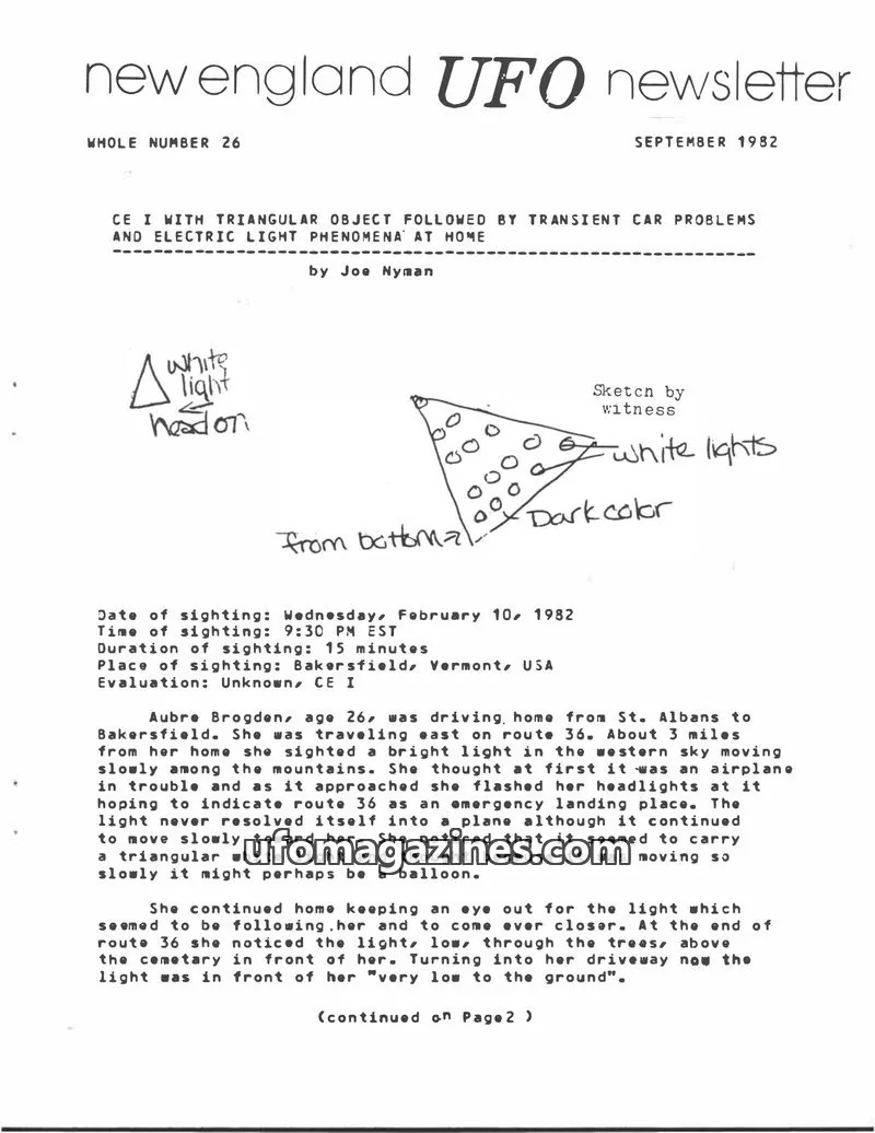 Cover of New England UFO Newsletter issue 26: new england UFO newsletter