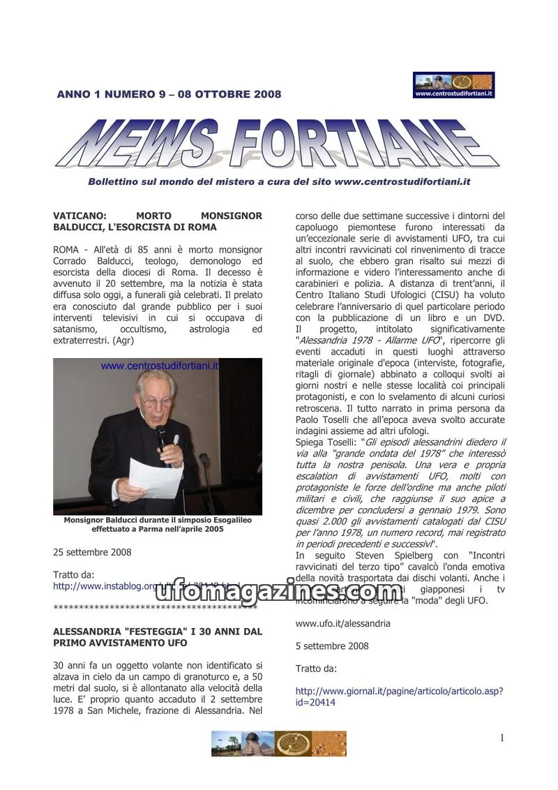 Cover of News Fortiane (Centro Studi Fortiani) issue 9: NEWS FORTIANE