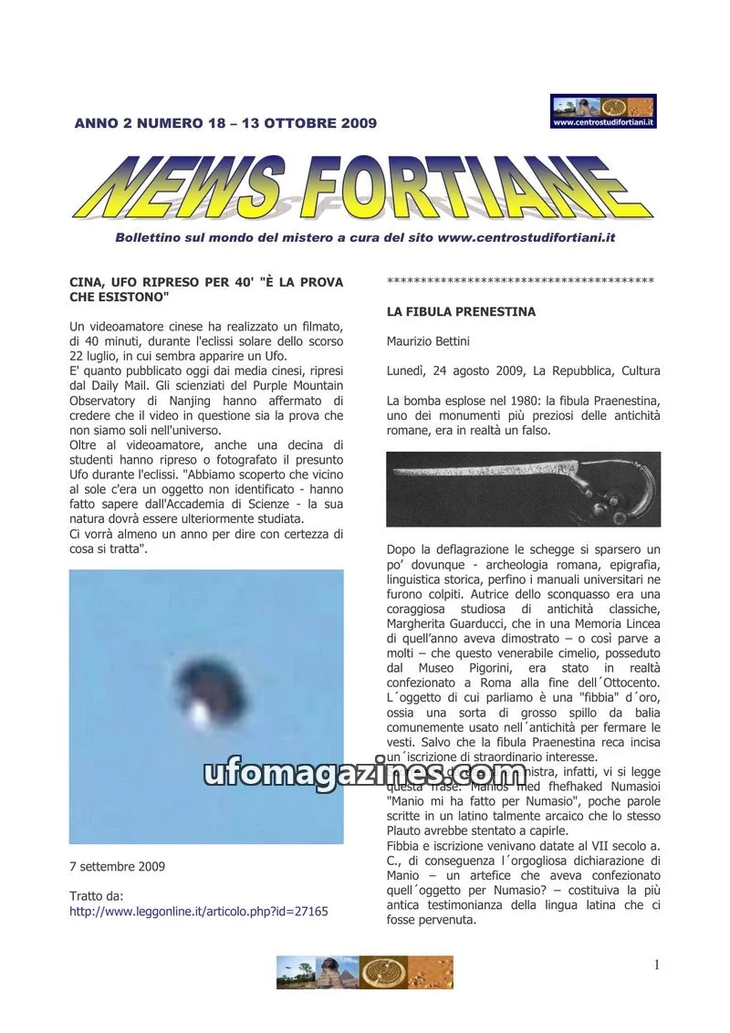 Cover of News Fortiane (Centro Studi Fortiani) issue 18: NEWS FORTIANE
