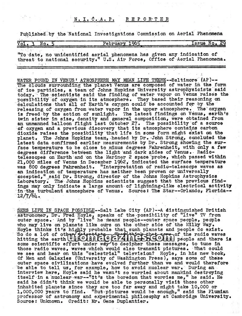 Cover of NICAP Reporter (Gribble) issue 29: N.I.C.A.P. REPORTER
