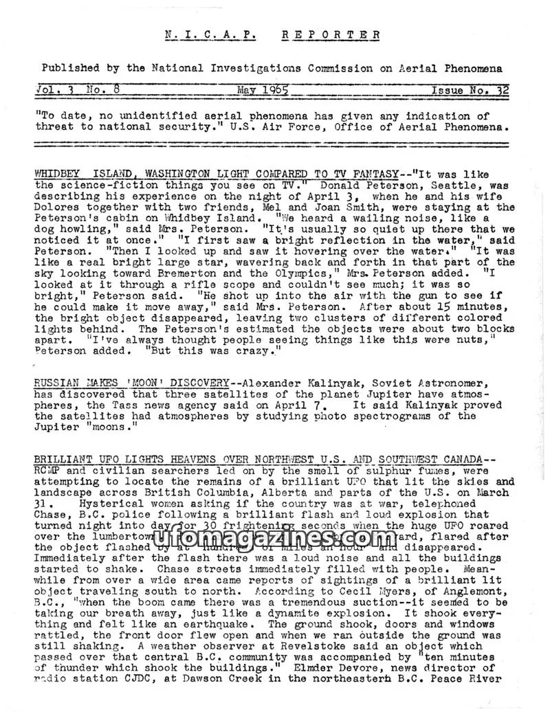 Cover of NICAP Reporter (Gribble) issue 32: N. I. C. A. P. REPORTER