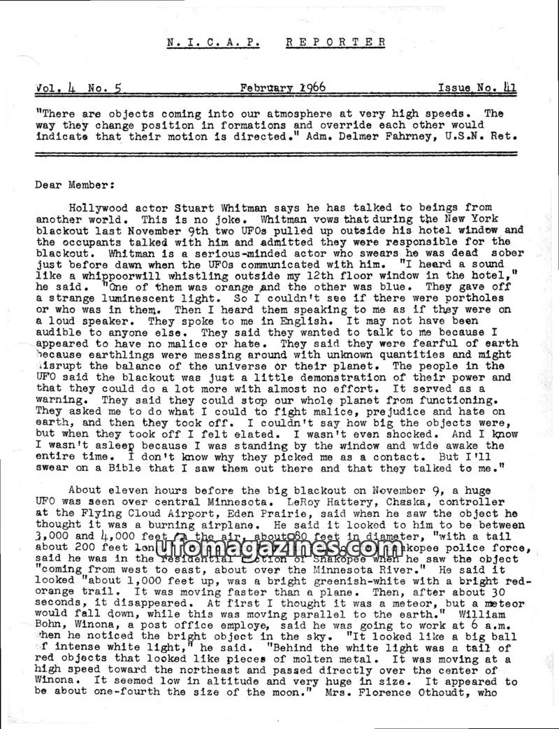 Cover of NICAP Reporter (Gribble) issue 41: N. I. C. A. P. REPORTER