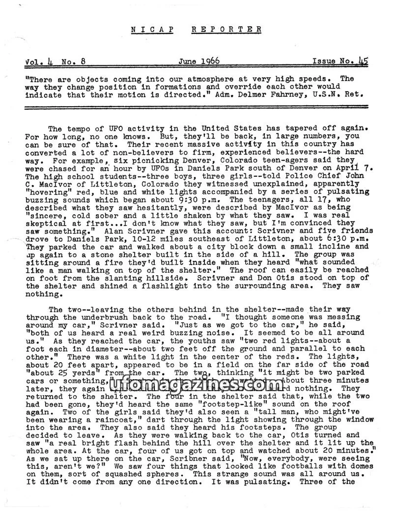 Cover of NICAP Reporter (Gribble) issue 45: NICAP REPORTER