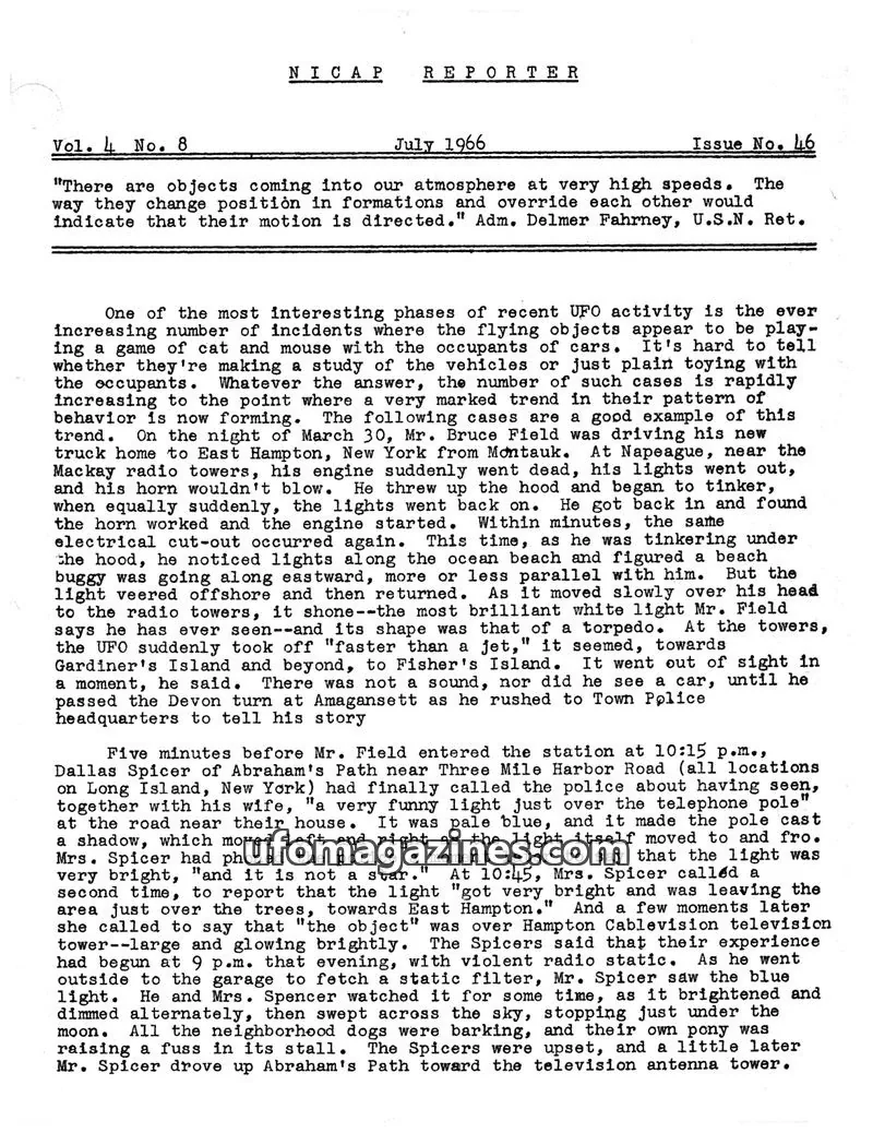 Cover of NICAP Reporter (Gribble) issue 46: NICAP REPORTER