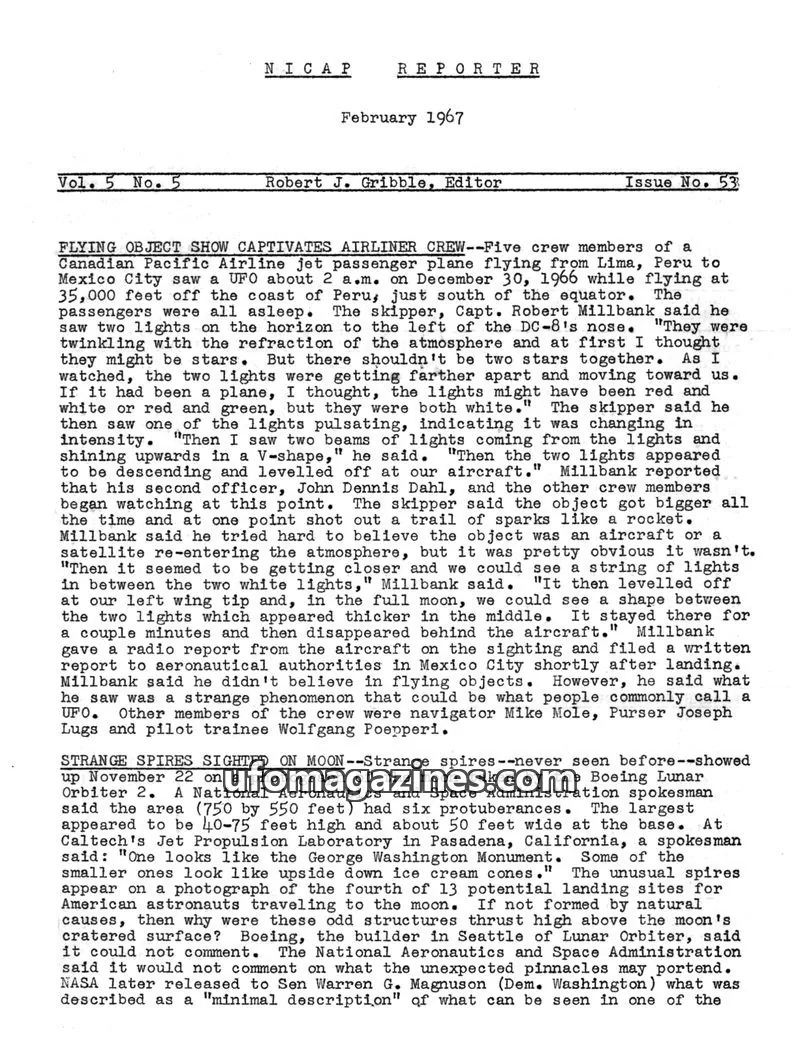 Cover of NICAP Reporter (Gribble) issue 5: NICAP REPORTER