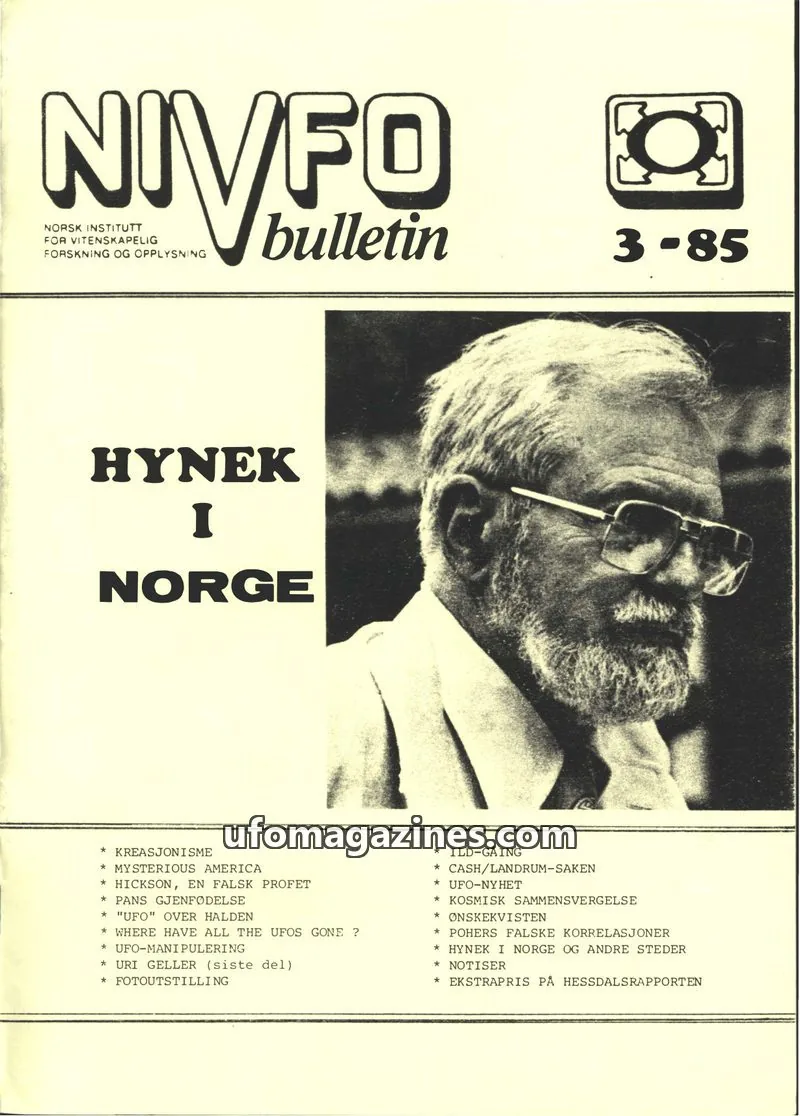 Cover of NIVFO issue 3-85: NIVFO bulletin