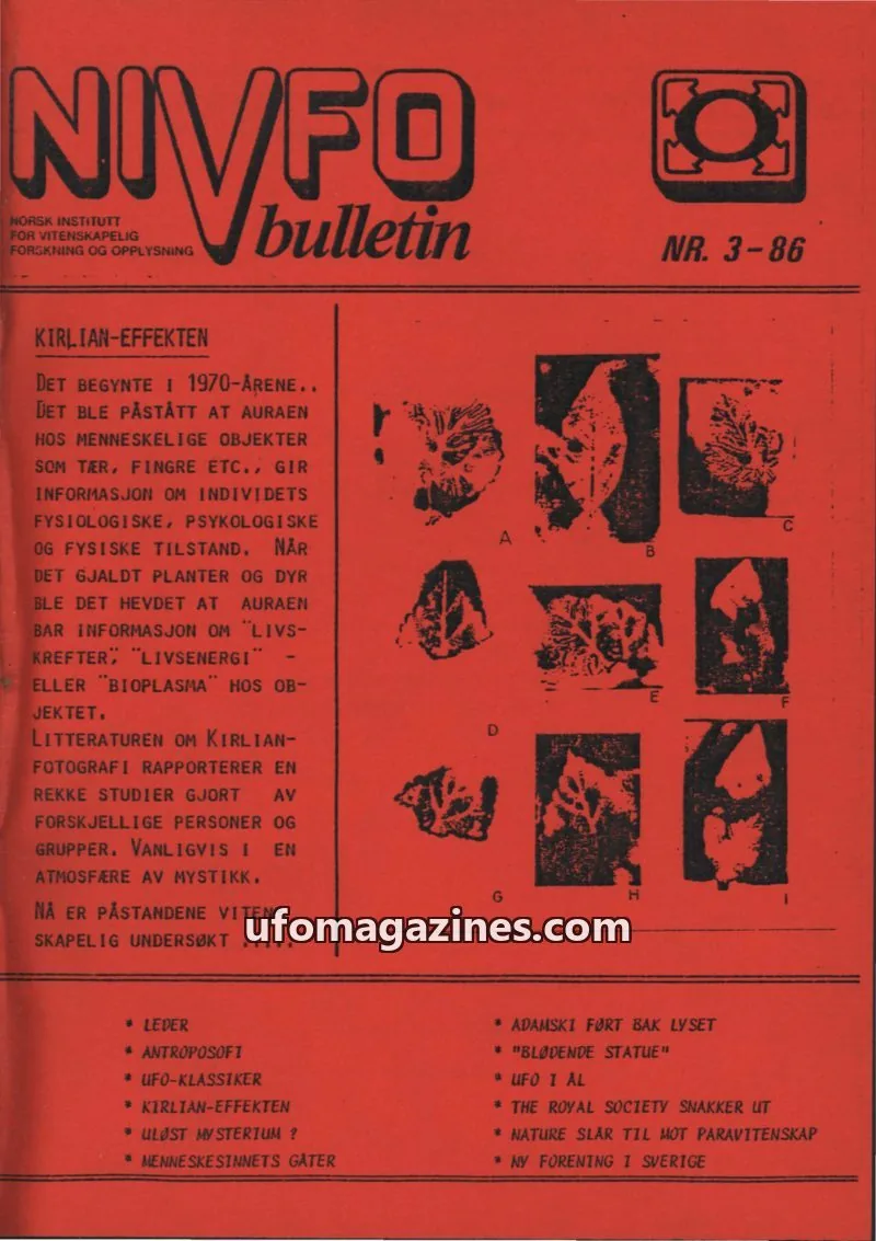 Cover of NIVFO-Bulletin issue 3-86: NIVFO bulletin