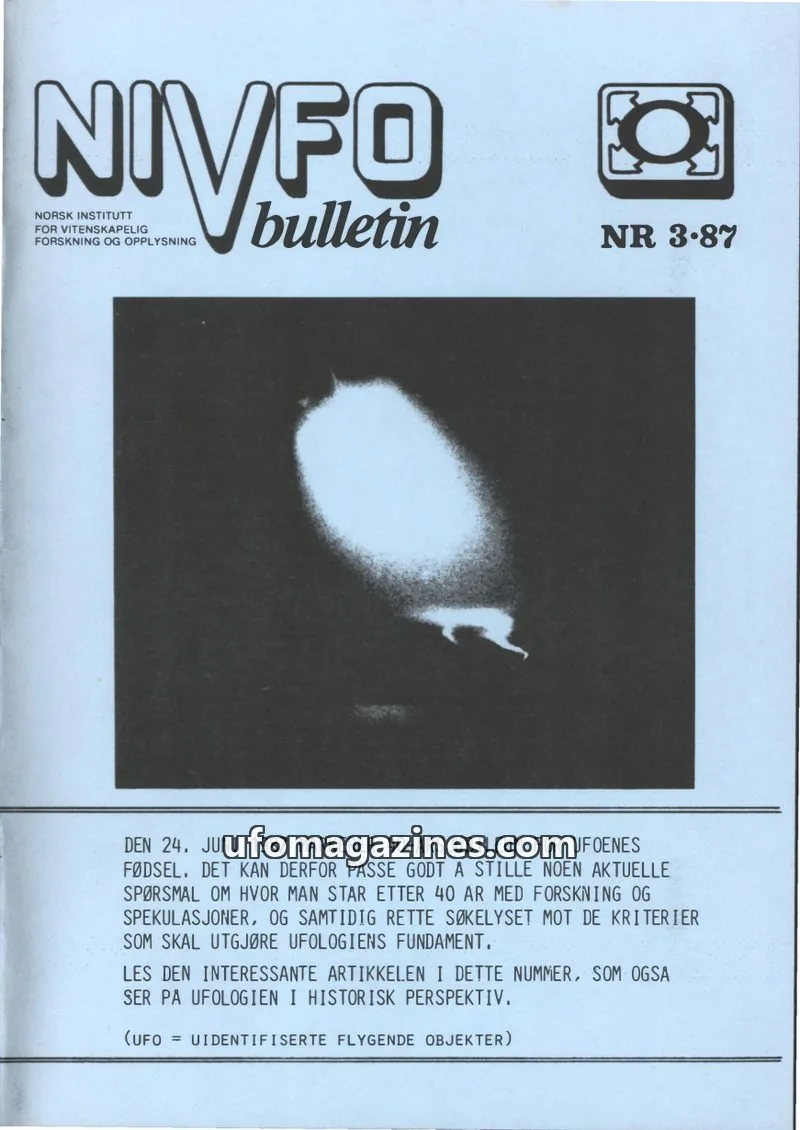 Cover of NIVFO-Bulletin issue 3-87: NIVFO bulletin