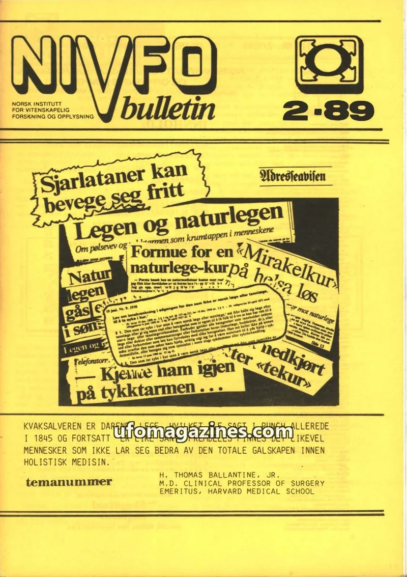 Cover of NIVFO-Bulletin issue 2-89: NIVFO bulletin