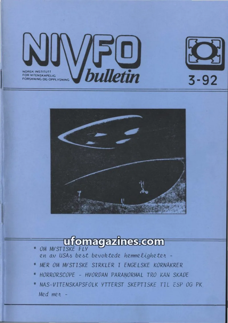 Cover of NIVFO-Bulletin issue 3-92: NIVFO bulletin
