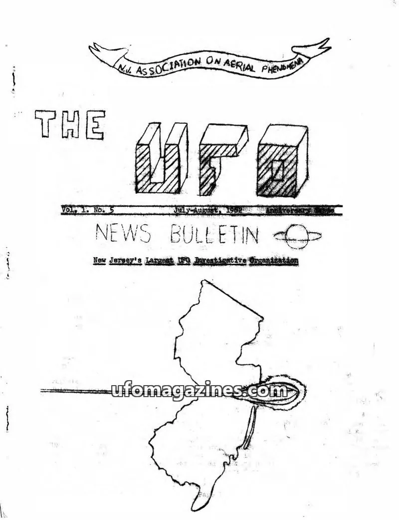 Cover of N.J. ASSOCIATION ON AERIAL PHENOMENA issue Vol. 1. No. 5: THE UFO NEWS BULLETIN
