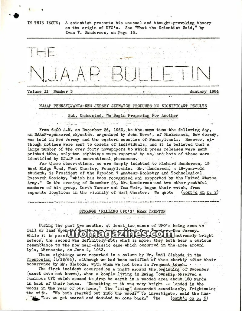 Cover of New Jersey Association on Aerial Phenomena (NJAAP) issue Volume II Number 3: THE N.J.A.A.P. BULLETIN