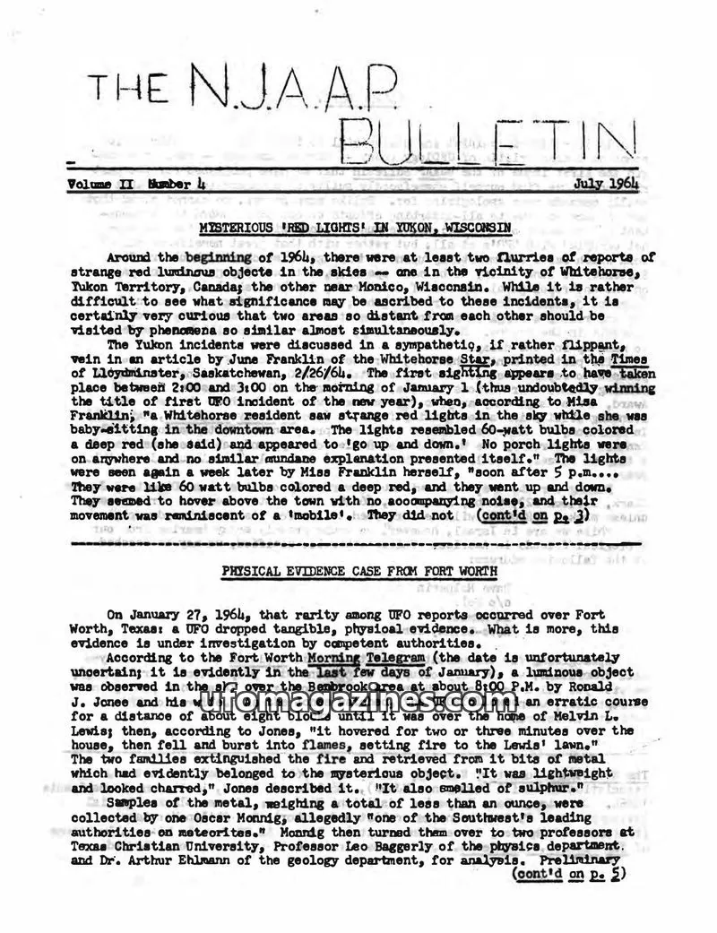 Cover of New Jersey Association on Aerial Phenomena (NJAAP) issue 4: THE N.J.A.A.P. BULLETIN