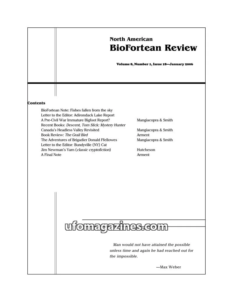 Cover of North American BioFortean Review issue 18: North American BioFortean Review