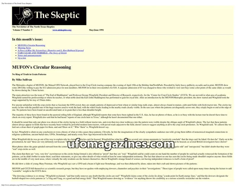 Cover of North Texas Skeptic issue 3: The Skeptic