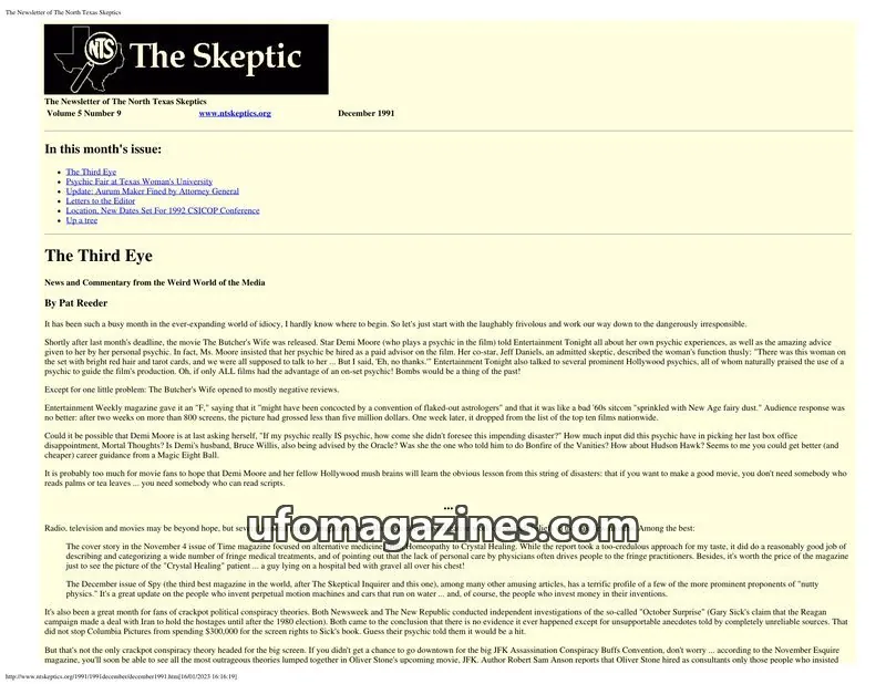 Cover of North Texas Skeptic issue 9: The Skeptic