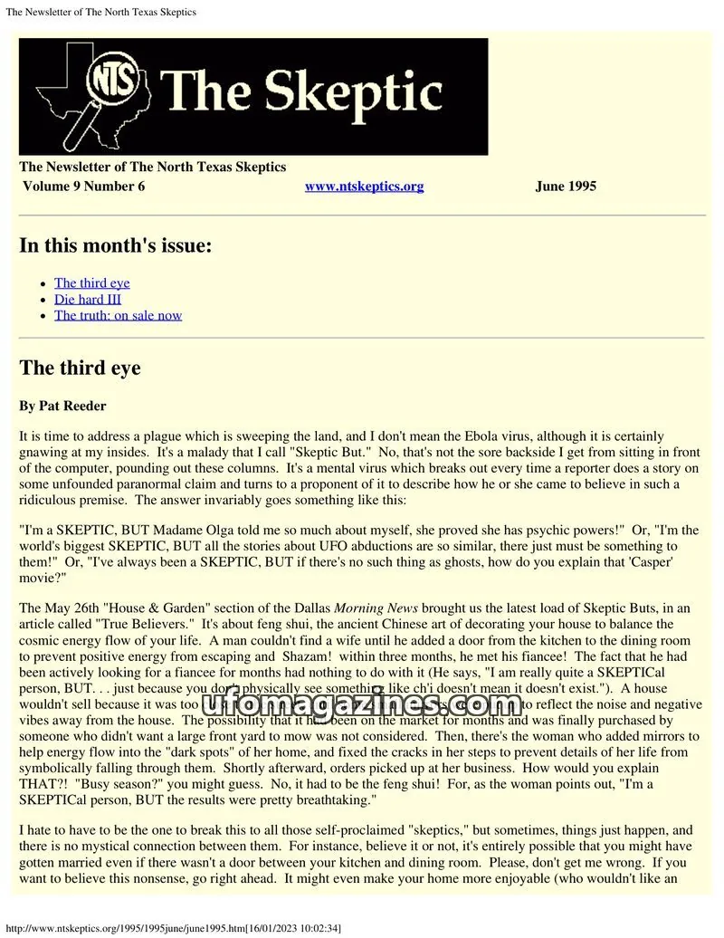 Cover of North Texas Skeptic issue 9: The Newsletter of The North Texas Skeptics