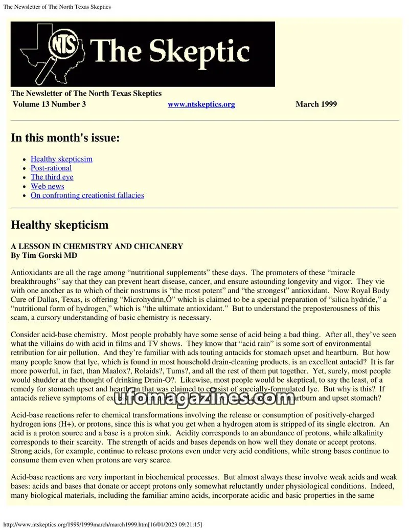 Cover of North Texas Skeptic issue 13 Number 3: The Newsletter of The North Texas Skeptics