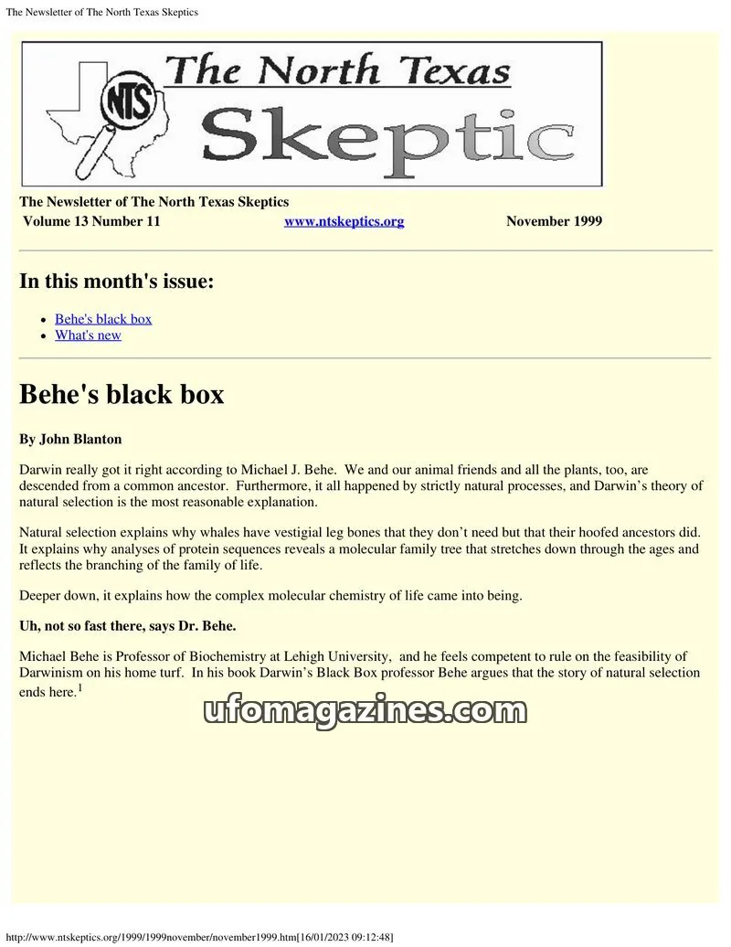Cover of North Texas Skeptic issue 11: The North Texas Skeptic