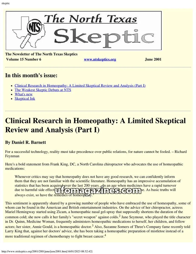 Cover of North Texas Skeptic issue 6: The North Texas Skeptic