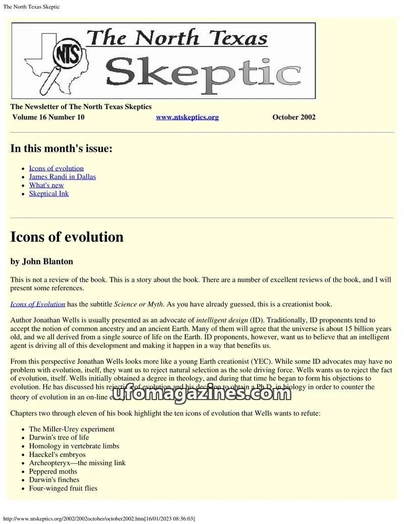 Cover of North Texas Skeptic issue 10: The North Texas Skeptic