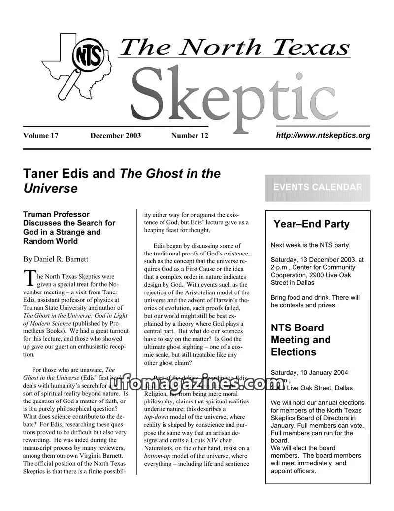 Cover of North Texas Skeptic issue 12: The North Texas Skeptic