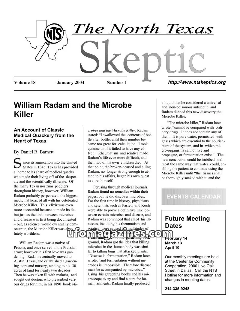 Cover of North Texas Skeptic issue 1: The North Texas Skeptic