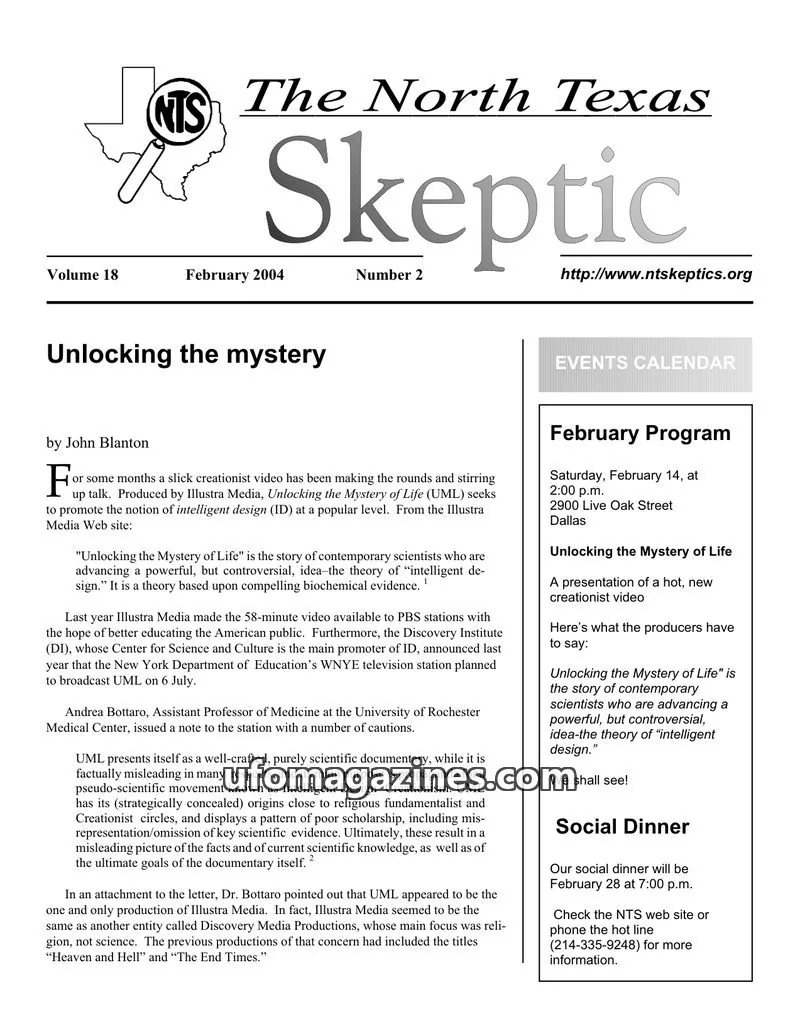 Cover of North Texas Skeptic issue 2: The North Texas Skeptic