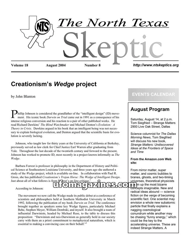 Cover of North Texas Skeptic issue 8: The North Texas Skeptic