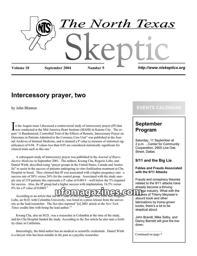 Cover of North Texas Skeptic issue 9: The North Texas Skeptic