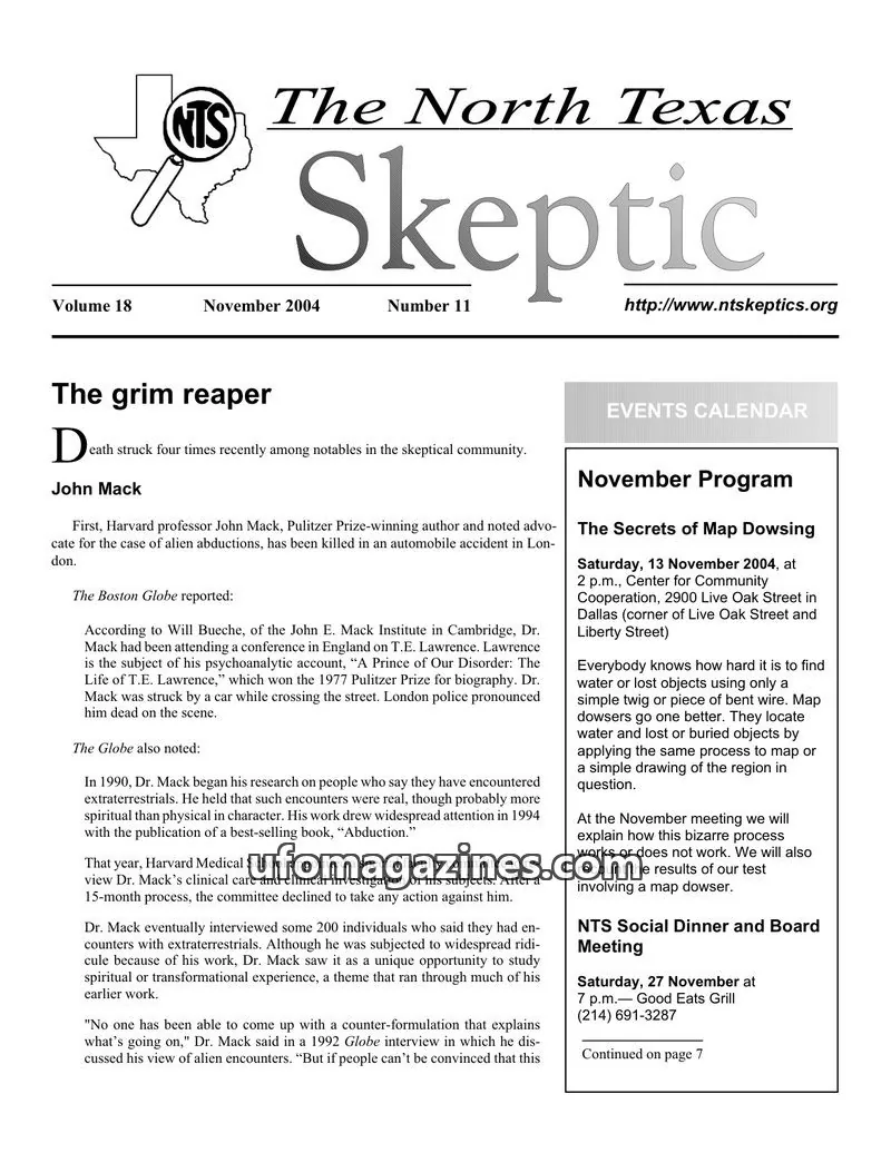 Cover of North Texas Skeptic issue 11: The North Texas Skeptic