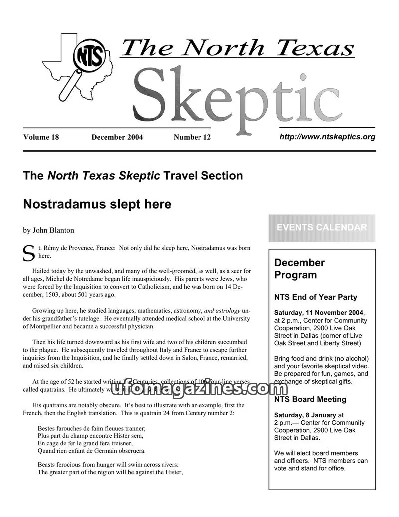 Cover of North Texas Skeptic issue 12: The North Texas Skeptic