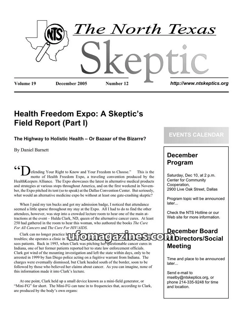 Cover of North Texas Skeptic issue 12: The North Texas Skeptic