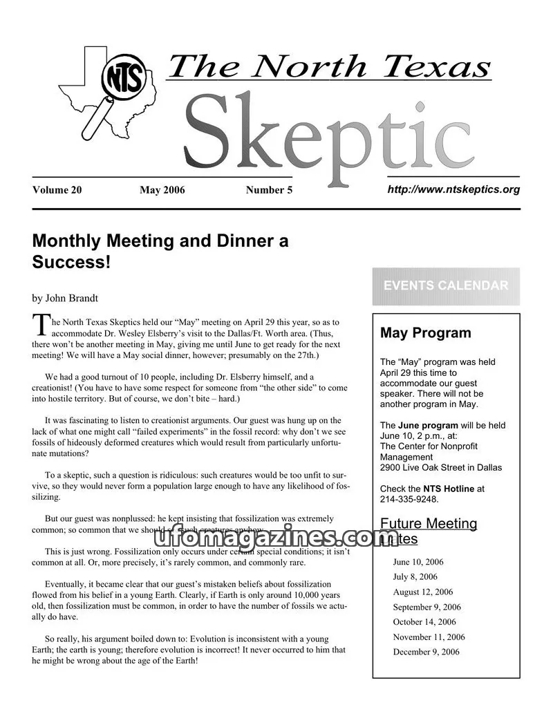 Cover of North Texas Skeptic issue 5: The North Texas Skeptic
