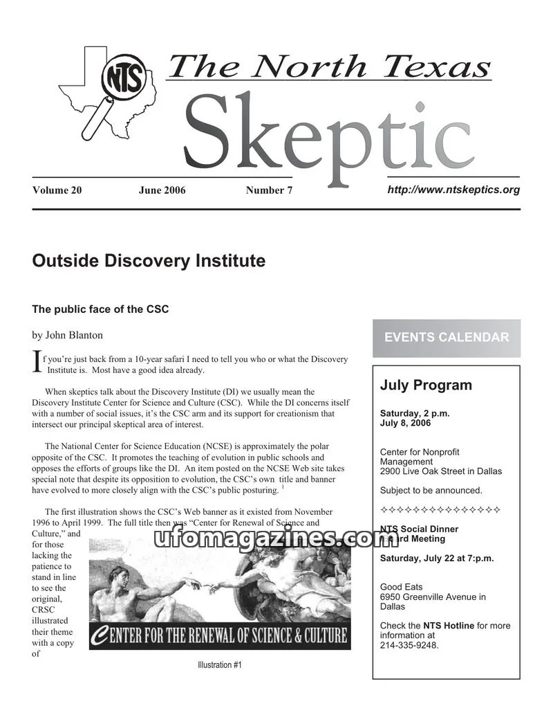 Cover of North Texas Skeptic issue 7: The North Texas Skeptic