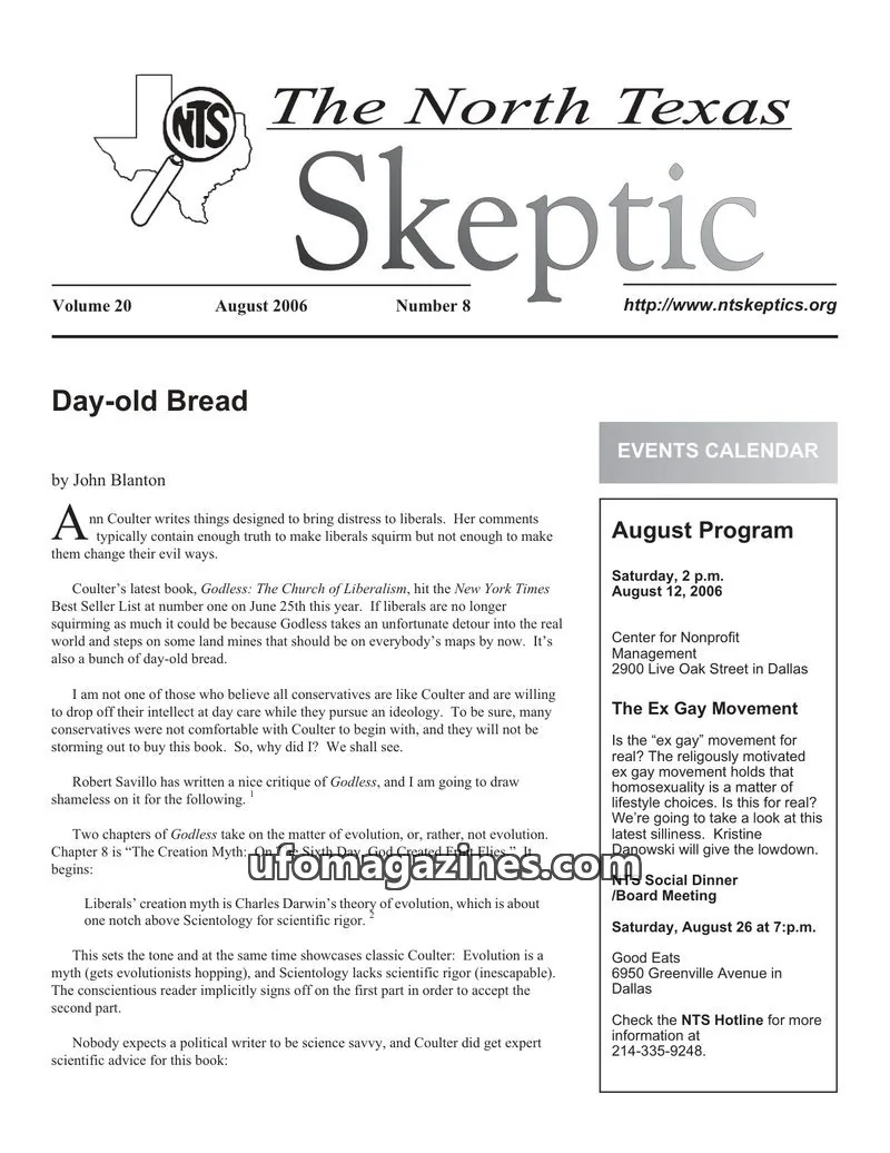 Cover of North Texas Skeptic issue 8: The North Texas Skeptic