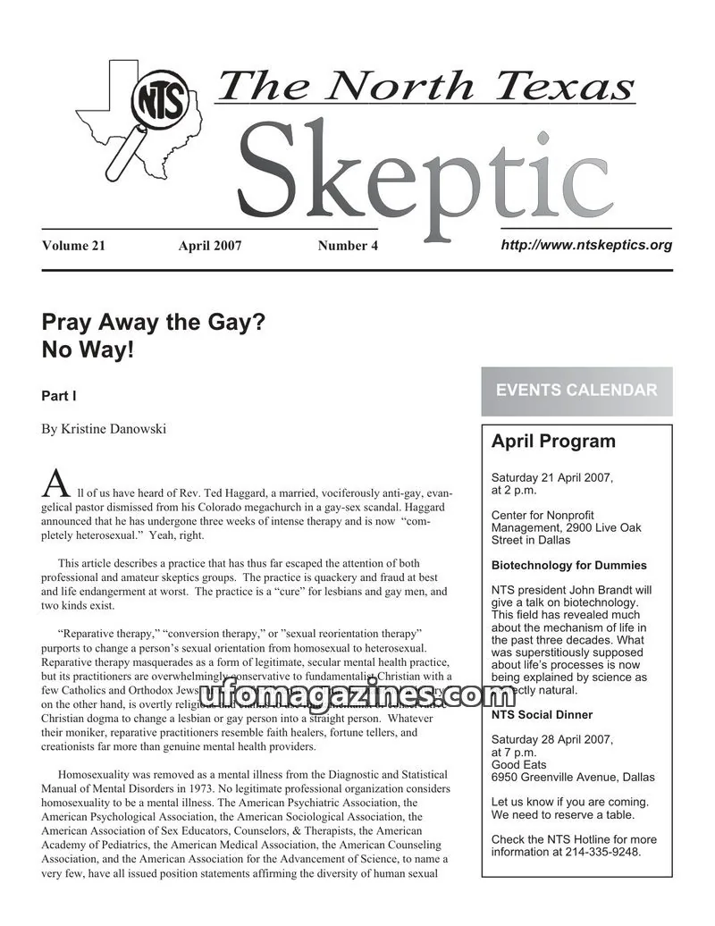 Cover of North Texas Skeptic issue 4: The North Texas Skeptic