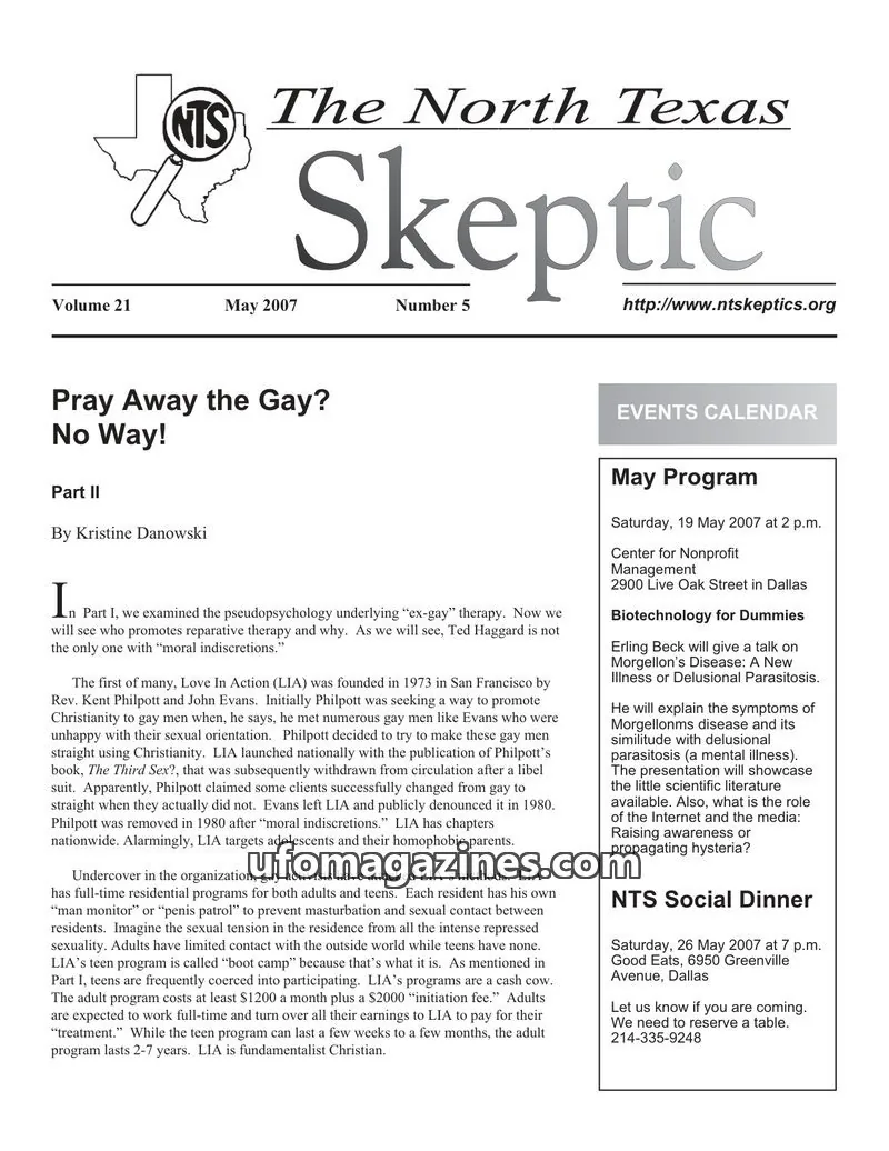 Cover of North Texas Skeptic issue Number 5: The North Texas Skeptic