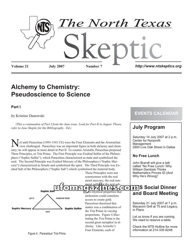 Cover of North Texas Skeptic - Vol 21 No 07 - 2007