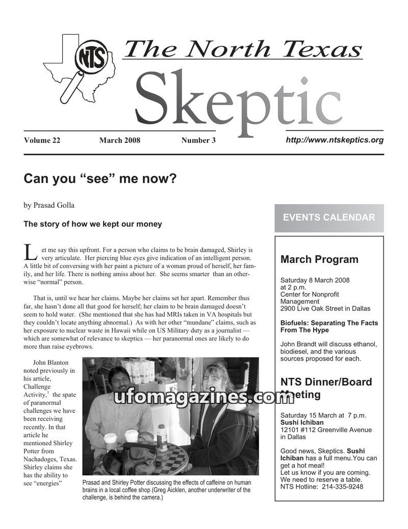 Cover of North Texas Skeptic - Vol 22 No 03 - 2008