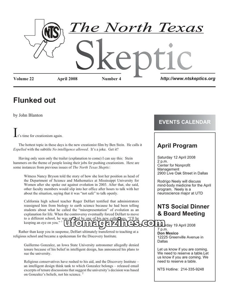 Cover of North Texas Skeptic issue 4: The North Texas Skeptic