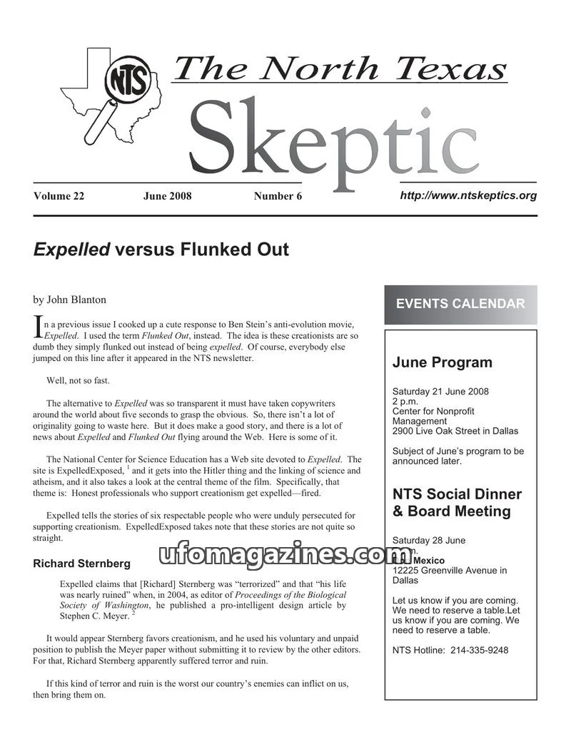 Cover of North Texas Skeptic issue 6: The North Texas Skeptic