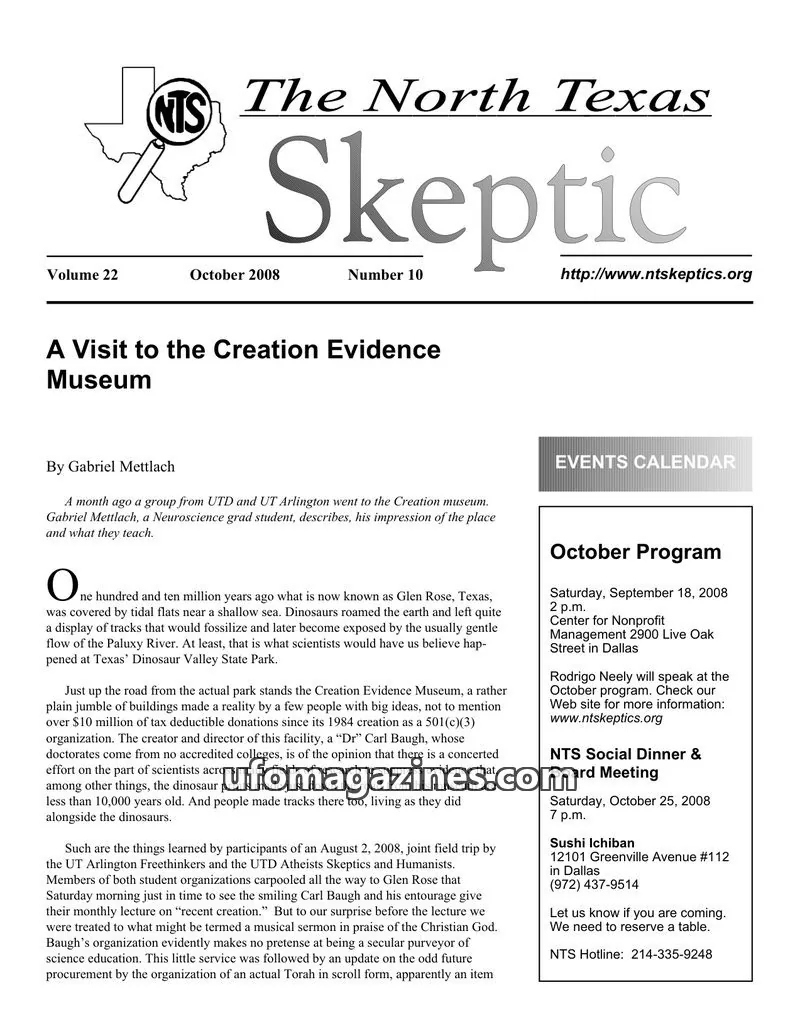 Cover of North Texas Skeptic issue 10: The North Texas Skeptic