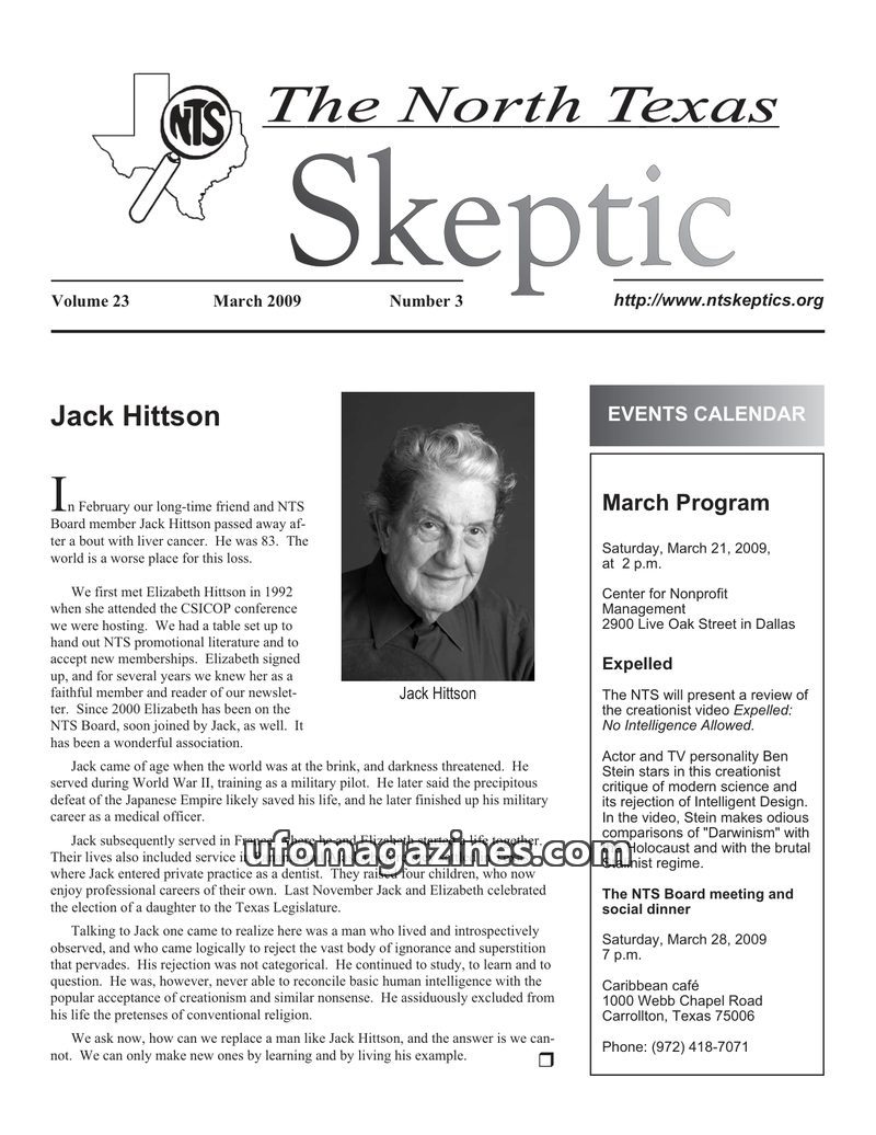 Cover of North Texas Skeptic - Vol 23 No 03 - 2009
