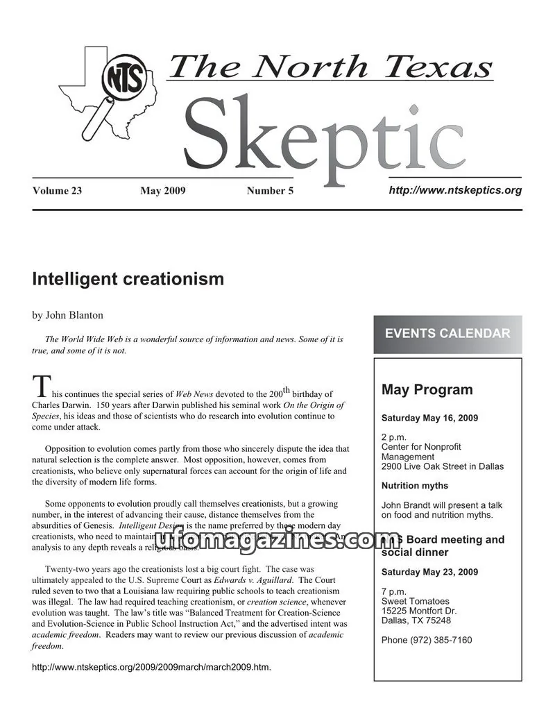 Cover of North Texas Skeptic issue 5: The North Texas Skeptic